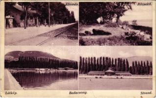 Badacsony, vasútállomás, Rózsakő, látkép, strand (fa)