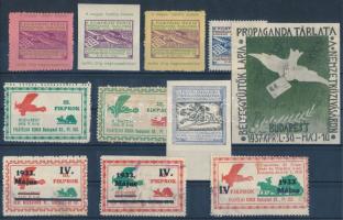 1933-1937 Fikprok és filatéliai témájú 11 db klf levélzáró bélyeg