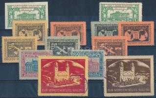 1927 Debreceni bélyegkiállítás levélzáró gyűjtemény 13 db levélzáró bélyeg
