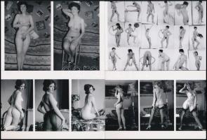 Eltérő időben készült felvételek, ,,Lányok, asszonyok házi mutatványai", szolidan erotikus képek, 4 db modern nagyítás, jelzés nélkül, 10x15 cm