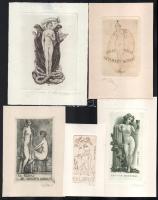 Klf. alkotók: 10 db erotikus ex libris és kisgrafika. Klf. technikák, papír, részben jelzett. Klf. m...