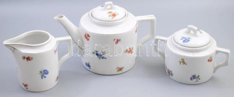 Zsolnay 3 részes szervírozó készlet, jelzett, kopással.