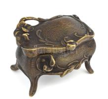 Bronz ékszeres dobozka, h: 8 cm