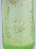 cca 1926 Kőbányai Vendéglősök és Fűszerkeresk. Sz.GY.R.T. uránnal színezett szódásüveg, sascsőrös fe...