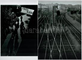 cca 1934 Kinszki Imre (1901-1945) budapesti fotóművész felvételei (Friss Újság; Pályaudvar), 2 db mo...