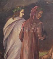 Jelzés nélkül, feltehetően XIX. sz. alkotó: Dante Isteni színjátékából a pokol helyszíne. Olaj, vász...