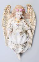 Meissen kagylót tartó angyal figurájával díszített szenteltvíztartó, jelzett: kardos RB jelzés, kis kopással, 40x25 cm