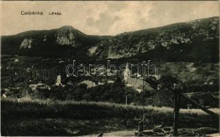 1932 Csobánka, látkép gémeskúttal. Majer Jakab dohánytőzsde