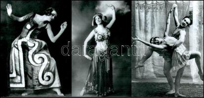 cca 1930 előtti felvételek, ,,Tánc mozdulatok", 3 db modern nagyítás, jelzés nélkül, 21x15 cm