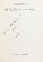 Csák Gyula: Az őszülés váratlan órája. DEDIKÁLT! Bp., 1982, Kozmosz. Kiadói kartonált papírkötés