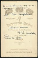 1906 Párizs, Dagron fényképész műtermében készült, keményhátú, vintage fotó, feliratozva, datálva, 1...