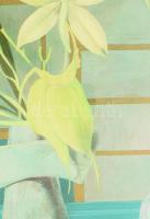 Korga György (1935-2002): Ikebana. Olaj, farost. Jelezve jobbra lent. Hátoldalán Képcsarnok Vállalat...