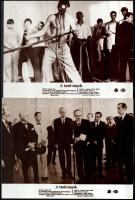 cca 1989 előtt készült, ,,A tanítványok" című magyar film jelenetei és szereplői, 8 db vintage produkciós filmfotó (vitrinfotó, lobbyfotó) ezüst zselatinos fotópapíron, a használatból eredő (esetleges) kisebb hibákkal, minden kép barnítva, 18x24 cm