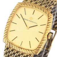 Girard Perregoux kézi felhúzós férfi karóra, 101-892 szerkezettel. Jelzett tok, jelzett szerkezet, eredeti korona. Aranyozott ezüst (Ag) szíjjal. 30x34 mm