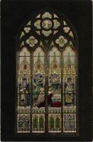 1910 Budapest IX. Örökimádás templom, belső, Szent Imre és Szent Margit imája