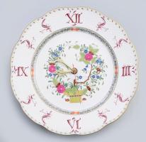 Herendi Indiai kosár multicolor mintás falióra, jelzett, hibátlan, működő szerkezettel, d: 28 cm