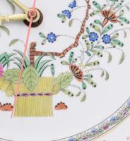 Herendi Indiai kosár multicolor mintás falióra, jelzett, hibátlan, működő szerkezettel, d: 28 cm