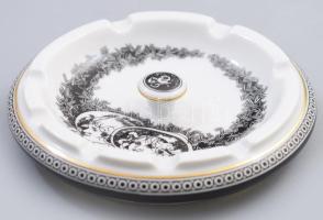 Hollóházi Jurcsák László által tervezett hamuzó, matricás, jelzett, d: 12,5 cm