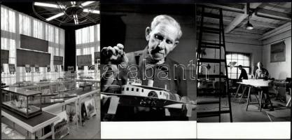 ca 1980 3 db Óbudai Hajógyár modellező műhelye fotó 12x16 cm