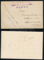 cca 1916 2 db I. vh, fotó, egyiken vasúti osztag pecsét