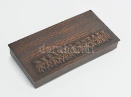 Lignifer iparművész fabetétes díszdoboz, jelzett, 20x10 cm