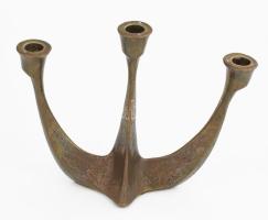 Horst Dahlbeck: Háromágú brutalista gyertyatartó. cca 1975, jelzés nélkül, 23x19 cm