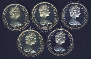 Man-sziget 1979. 1C Ag 5klf db "1000 éves Tynwald" szettben, díszdobozban T:PP Csak 10.000...