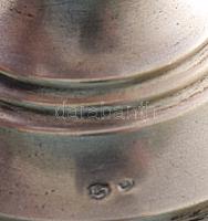 Ezüst (Ag) talpú bordó kristály váza, jelzett, kis kopással, csorbákkal, m: 17 cm