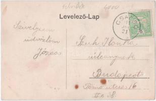 1911 Csácsó, Cacova (Szenice, Senica); Római katolikus templom, községháza / kostel, obecni dom / ch...