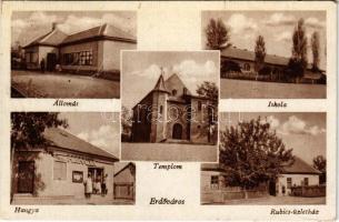 1950 Erdőváros (Erdőkertes), vasútállomás, iskola, Hangya üzlet, templom, Rubics üzletház (EK)