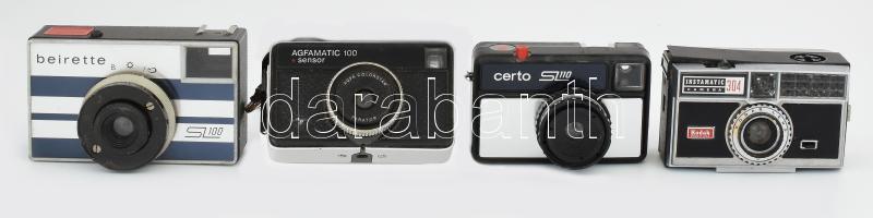 4 db kamera: Certo SL110 + Agfamatic 100 + Beirette SL100 + Kodak Instamatic 304. kisebb javítást igényelhetnek