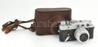 Zorkij 2 szovjet távmérős fényképezőgép, Industar-50 1:3,5 f: 5 cm objektívvel, , eredeti bőr tokjában / Vintage USSR rangefinder camera, in original leather case