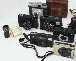 Nagy fényképezőgép tétel: Certo-phot, Siluet Elektro, Agfa 2, + 6 db analóg gép + fénymérők