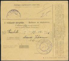 1918 Nemzetközi postautalvány 30f bérmentesítéssel Sopronból Németországba