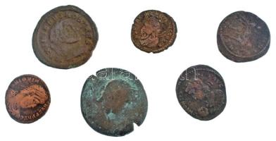 Római Birodalom II-IV. század 6db-os bronz érmetétel T:VF,F Roman Empire 2nd-4th century 6pcs bronze coin lot C:VF,F