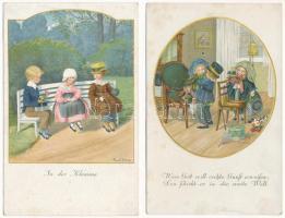 2 db RÉGI gyerek témájú művészlap / 2 pre-1945 children art postcards s: Pauli Ebner