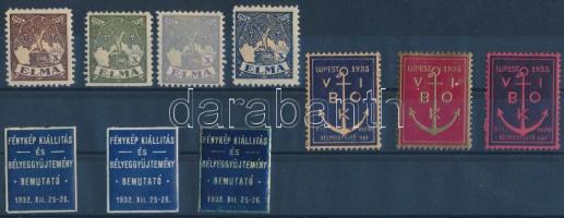 cca 1930 Magyar bélyegkiállítási levélzáró gyűjtemény ELMA, Ujpesti bélyeggyűjtő nap 10 db