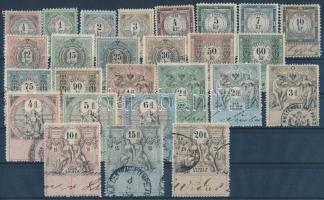 1879 Ausztria okmánybélyeg sor, két érték híján teljes / Austria document stamps almost full set.