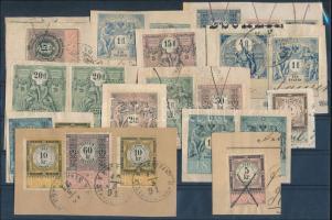 1888 Ausztria / Osztrák illetékbélyeg sor gyűjtemény kivágásokon, nagy címletekkel / Austrian document stamps