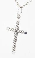 Ezüst (Ag) anker nyaklánc, bordázott kereszt medállal, jelzett, h: 42 cm, 2,5g