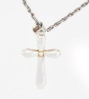 Ezüst (Ag) walles nyaklánc, kereszt medállal jelzett, h: 40 cm, 3,9g