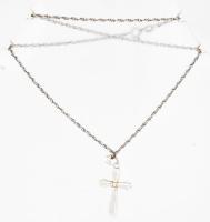 Ezüst (Ag) walles nyaklánc, kereszt medállal jelzett, h: 40 cm, 3,9g