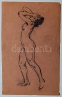Mihalovits Miklós (1888-1960): Női akt vázlat, ceruza-papír 19x29 cm