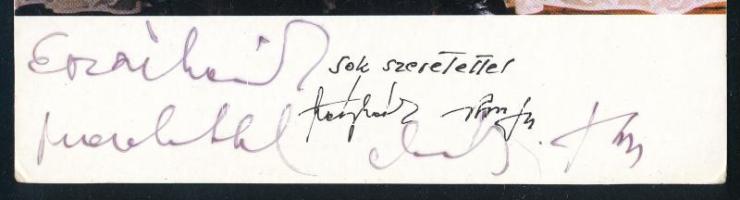 Vámosi János (1925-1997) - Záray Márta (1926-2001) énekespár autográf dedikációja őket ábrázoló nyom...