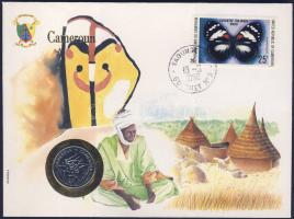 Kamerun 1986. 100Fr érmés borítékon előlapi kameruni bélyeggel + hátlapi elsőnapi bélyegzős ENSZ bélyeggel, ismertetővel T:1