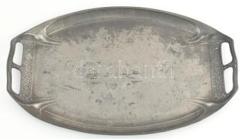 Jugendstil ón kínálótálca, jelzés nélkül, kopással, 47x29 cm