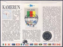 Kamerun 1986. 100Fr érmés borítékon előlapi kameruni bélyeggel + hátlapi elsőnapi bélyegzős ENSZ bél...