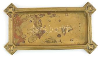 Szecessziós névjegykártyatartó tálca, jelzés nélkül, kopással, 30x17 cm