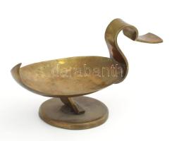 Varga Zoltán: Kacsa alakú bronz kínáló, cca 1930, jelzett, 23x12 cm