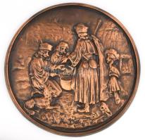 Betyárok, bronzírozott alumínium dísztál, d: 28,5 cm